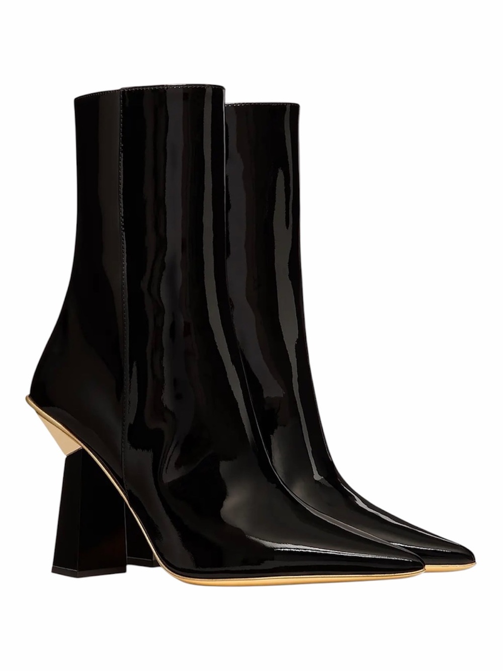 Valentino Garavani Hyper One Stud Ankle Boots in Black Patent Leather size 37